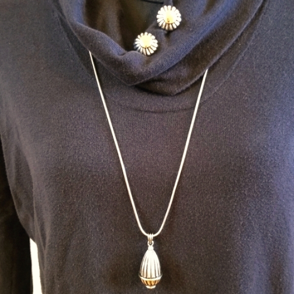 Erwin Pearl Vintage Two Tone Dome Necklace - Picture 8 of 9